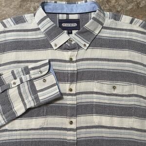 32 Bar Blues Shirt Mens 3XL White Long Sleeve Button Knit Textured Cotton